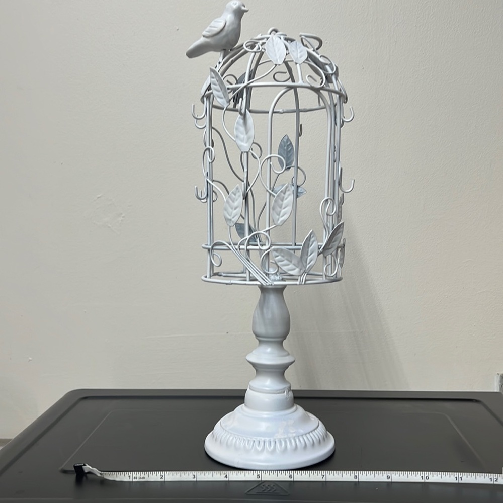 White Bird cage jewelry Organizer